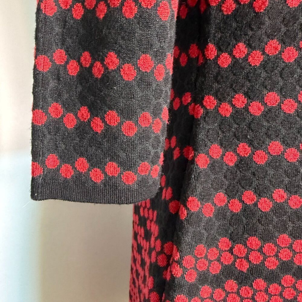 Gabby Skye Polka Dot Patterned Sweater Dress, Size L, Red and Black - Picture 6 of 12